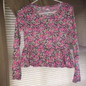 Floral long sleeve with ruffles at the bottom